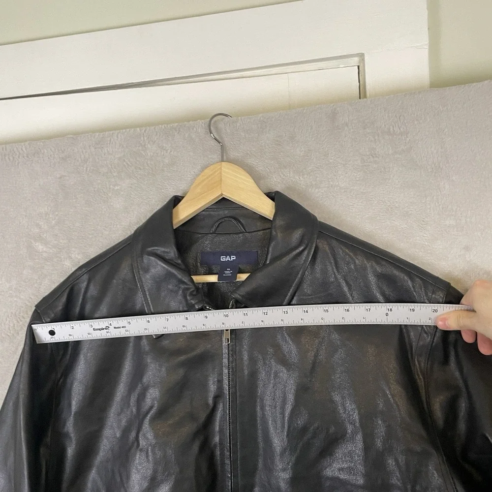 Vtg GAP Leather Jacket Mens XL Quilted Moto Biker Bomber Y2K 2002 EXCELLENT*